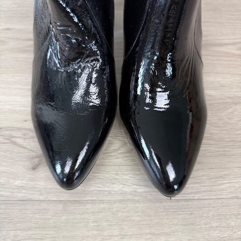 NWOB FRANKIE4 Black Patent Leather Maisie Heeled Ankle Boots - Picture 4 of 12